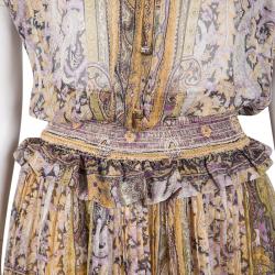 Pre Owned Isabel Marant Paisley Print Smocked Silk Gauze Viola Dress S