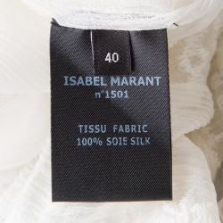 Pre Owned Isabel Marant White Embroidered Crinkled Silk Sheer Top S