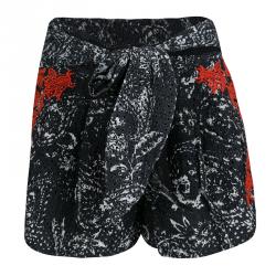 Isabel Marant Black and Red Eyelet Embroidered Cotton Nash Shorts  S