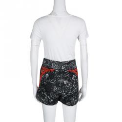 Isabel Marant Black and Red Eyelet Embroidered Cotton Nash Shorts  S