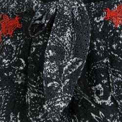 Isabel Marant Black and Red Eyelet Embroidered Cotton Nash Shorts  S