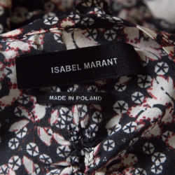 Pre Owned Isabel Marant Wildflower Printed Ruched Silk Zip Front Bali Blouse M