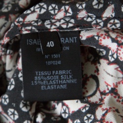 Pre Owned Isabel Marant Wildflower Printed Ruched Silk Zip Front Bali Blouse M