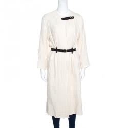 Isabel Marant Cream Cotton Glasco Structured Quilted Long Coat S