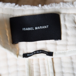 Isabel Marant Cream Cotton Glasco Structured Quilted Long Coat S