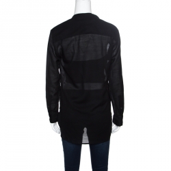 Pre Owned Isabel Marant Black Sheer Silk Crystal Embellished Long Sleeve Golin Blouse S