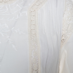 Pre Owned Isabel Marant Off White Cotton Smocked Waist Yoke Lace Peasant Dress S