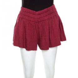 Isabel Marant Burgundy Linen Elasticized Waist Shorts S