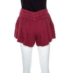 Isabel Marant Burgundy Linen Elasticized Waist Shorts S