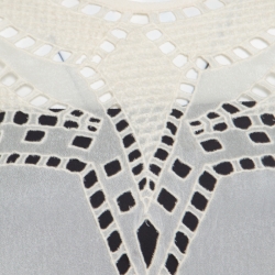 Pre Owned Isabel Marant Etoile Cream Embroidered Ladder Lace Insert Tasseled Hem Kaftan S