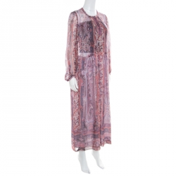 Pre Owned Isabel Marant Paisley Printed Sheer Silk Gauze Samuel Midi Dress M