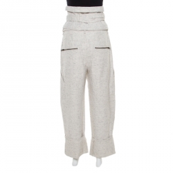 Isabel Marant Chalk White Marled Denim Erika Waist Belt and Trousers Set M