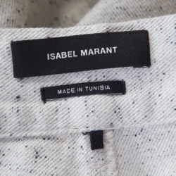 Isabel Marant Chalk White Marled Denim Erika Waist Belt and Trousers Set M