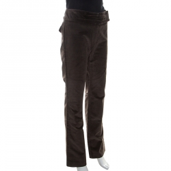 Isabel Marant Brown Corduroy Ruched Belt Detail Trousers S
