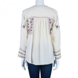 Pre Owned Isabel Marant Vicky Embroidered Cotton Crepe Top XS