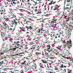 Pre Owned Isabel Marant Yellow Printed Silk Gathered Detail Dress S
