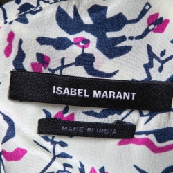 Pre Owned Isabel Marant Yellow Printed Silk Gathered Detail Dress S