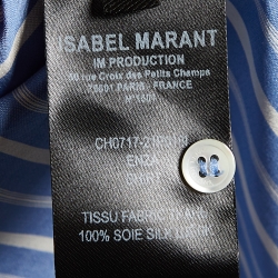 Isabel Marant Blue Striped Silk Enza Sleeveless Shirt S