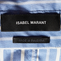 Isabel Marant Blue Striped Silk Enza Sleeveless Shirt S