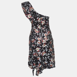 Pre Owned Isabel Marant Black Floral Detailed Silk Blend Short Dress S