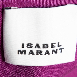 Pre Owned Isabel Marant Purple Linen Blend Fergyo Puff Sleeve Top S