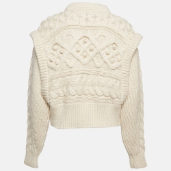 Pre Owned Isabel Marant Off-White Layered Cable Knit Sweater S