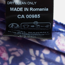 Pre Owned Isabel Marant Purple Printed Silk Blend Ruched Long Dress S