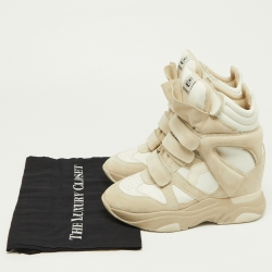 Pre Owned Isabel Marant White/Beige Leather and Suede Balskee Sneakers Size 41