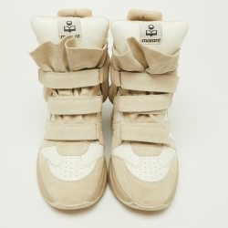 Pre Owned Isabel Marant White/Beige Leather and Suede Balskee Sneakers Size 41