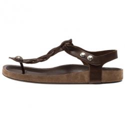 Pre Owned Isabel Marant Brown Braided Leather Brook Sandals Size 39