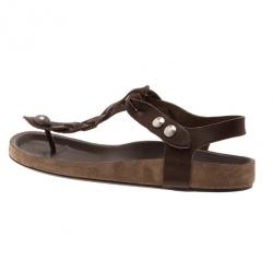 Pre Owned Isabel Marant Brown Braided Leather Brook Sandals Size 39