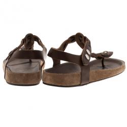 Pre Owned Isabel Marant Brown Braided Leather Brook Sandals Size 39