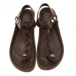 Pre Owned Isabel Marant Brown Braided Leather Brook Sandals Size 39