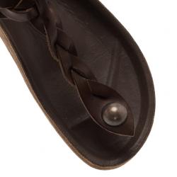 Pre Owned Isabel Marant Brown Braided Leather Brook Sandals Size 39