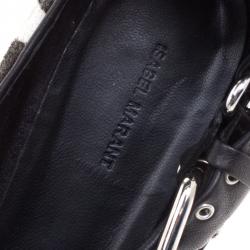 Pre Owned Isabel Marant Zebra Print Calf Hair Linzy Eyelet Pointed Toe Ballet Flats Size 37