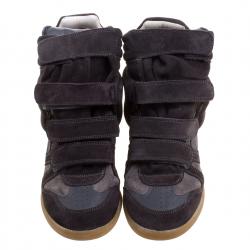 Pre Owned Isabel Marant Grey Suede Bekett Wedge Sneakers Size 39