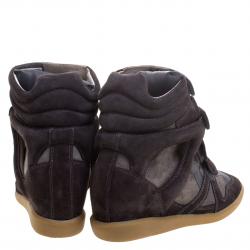 Pre Owned Isabel Marant Grey Suede Bekett Wedge Sneakers Size 39