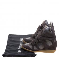 Pre Owned Isabel Marant Grey Suede Bekett Wedge Sneakers Size 39
