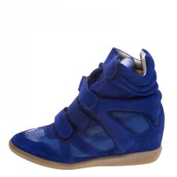 Pre Owned Isabel Marant Cobalt Blue Suede Bekett Wedge Sneakers Size 39