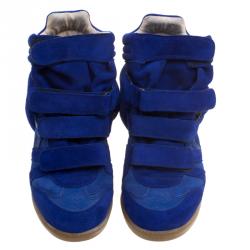 Pre Owned Isabel Marant Cobalt Blue Suede Bekett Wedge Sneakers Size 39