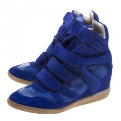 Pre Owned Isabel Marant Cobalt Blue Suede Bekett Wedge Sneakers Size 39