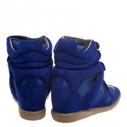 Pre Owned Isabel Marant Cobalt Blue Suede Bekett Wedge Sneakers Size 39