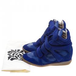 Pre Owned Isabel Marant Cobalt Blue Suede Bekett Wedge Sneakers Size 39
