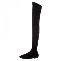 Pre Owned Isabel Marant Black Stretch Suede Brenna Over Knee Thigh High Boots Size 39
