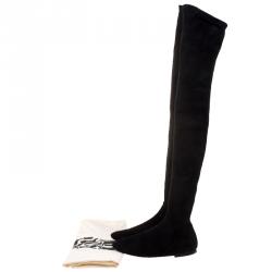 Pre Owned Isabel Marant Black Stretch Suede Brenna Over Knee Thigh High Boots Size 39