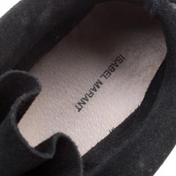 Isabel Marant Black Perforated Suede Etoile Wedge Sneakers Size 40