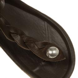 Pre Owned Isabel Marant Brown Braided Leather Brook Sandals Size 38