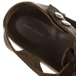 Pre Owned Isabel Marant Brown Braided Leather Brook Sandals Size 38