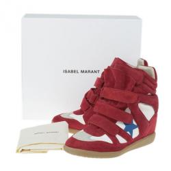 Pre Owned Isabel Marant Red Bayley Star Wedge Sneakers Size 41