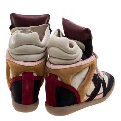 Pre Owned Isabel Marant Multicolor Suede and Leather Bekett Wedge Sneakers Size 40